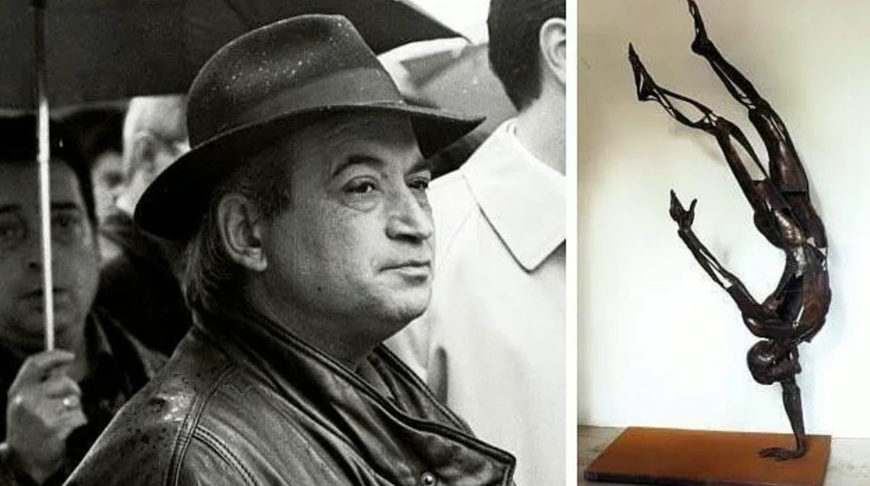 El artista Rolando Campos junto a una de sus esculturas