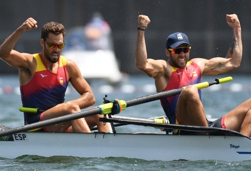 Javier García y Jaime Canalejo, durante la semifinal en los Juegos Olímpicos de Tokio