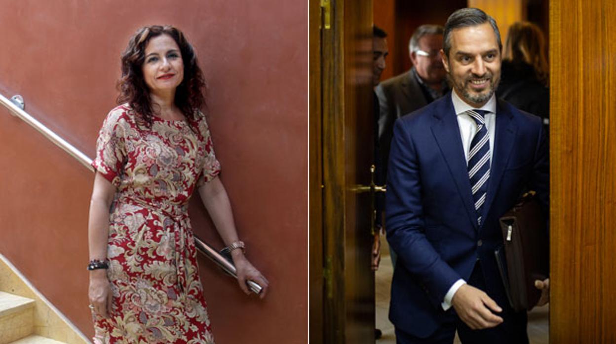 María Jesús Montero, ministra de Hacienda y exconsejera de Hacienda -a la izquierda- y Juan Bravo, actual titular de Hacienda en la Junta de Andalucía
