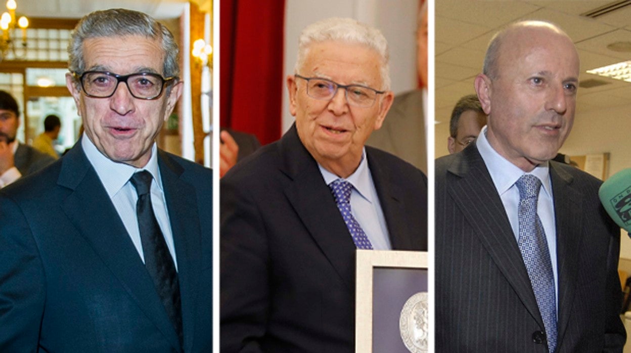 Braulio Medel, presidente de la Fundación Bancaria Unicaja; Rafael Domínguez, fundador de Mayoral y dueño de Indumeta Pueri; y el empresario Tomás Olivo, que suman casi el 40% del capital de Unicaja