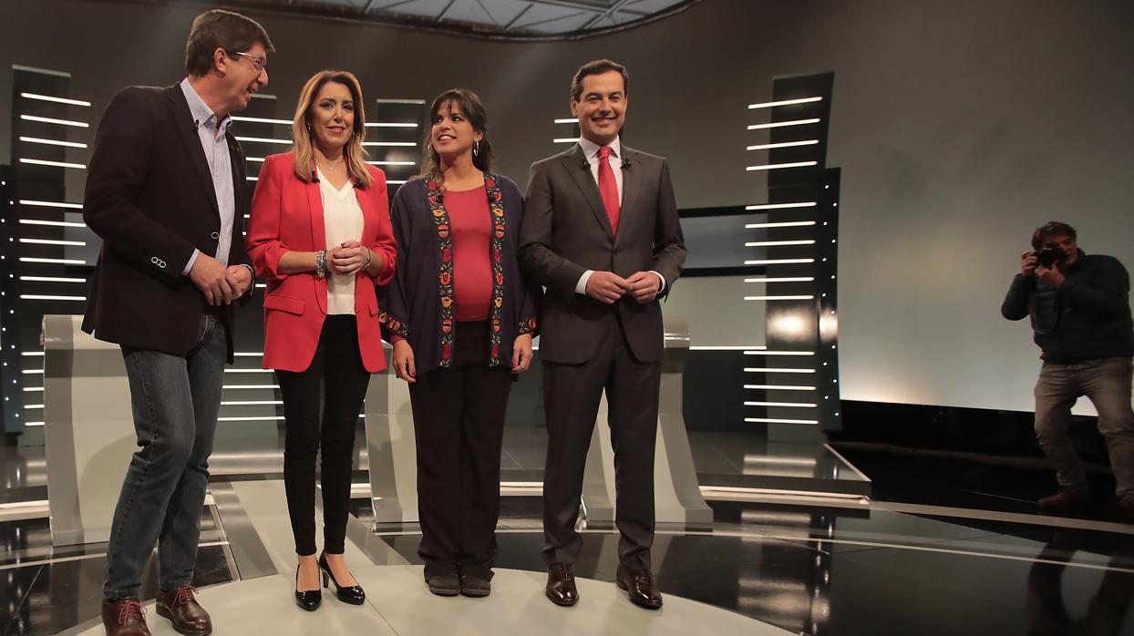 Juan Marín, Susana Díaz, Teresa Rodríguez y Juanma Moreno