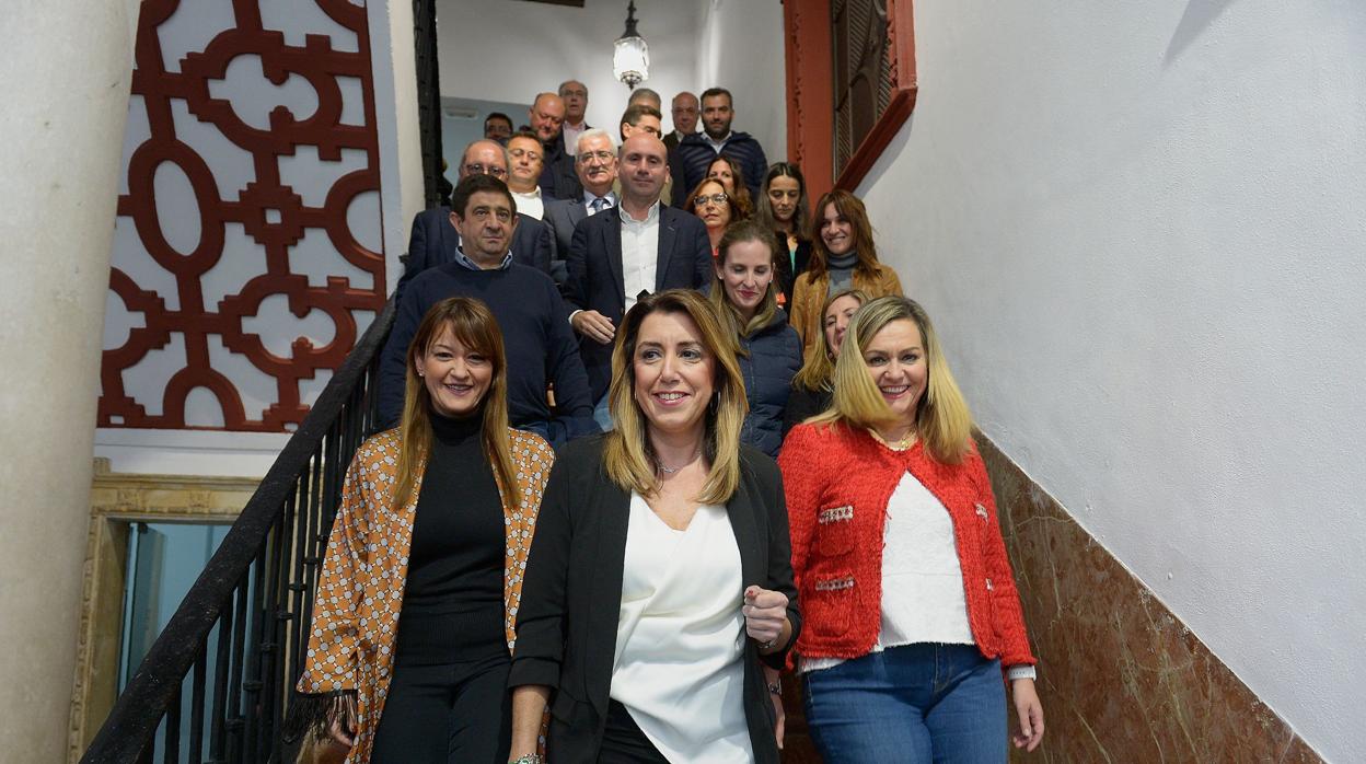 Susana Díaz, en la sede del PSOE regional en la noche electoral