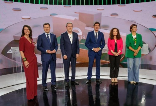 Olona, Moreno, Espadas, Marín, Nieto y Rodríguez, en el segundo debate electoral