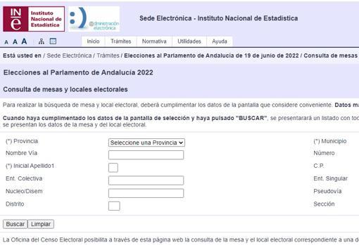 Captura de la web del Instituto Nacional de Estadística