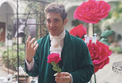 Representación sobre el origen de esta bebida, que lleva infusión de rosas