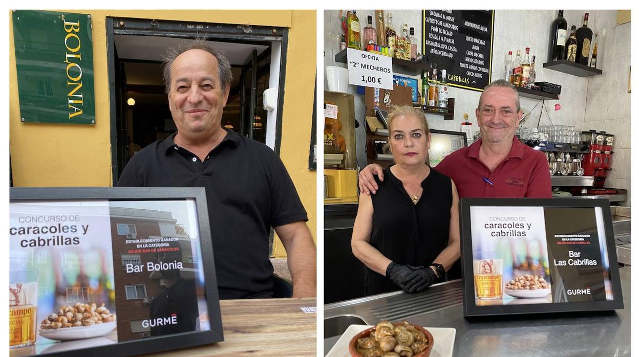 Alfonso Castrillón, propietario del Bar Bolonia. A la derecha, Amparo Valera y José Luis Castillo, de Las Cabrillas