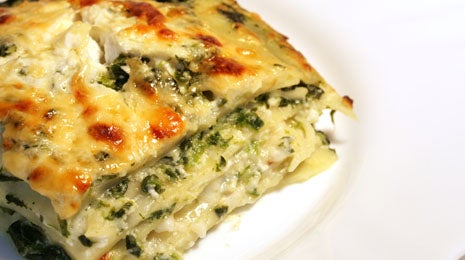 Lasaña de espinacas y gambas - Gurmé