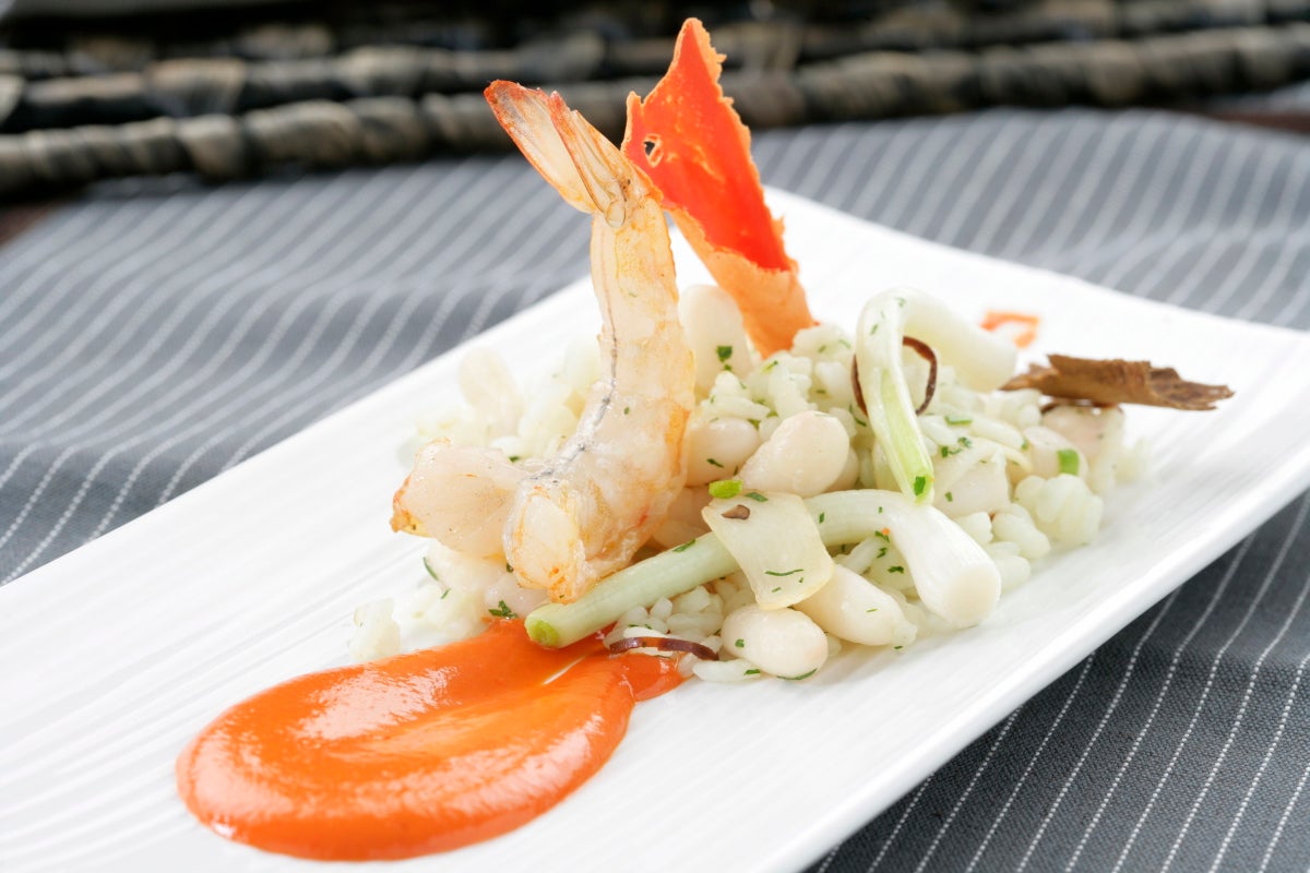 Arroz con alubias y langostinos - Gurmé