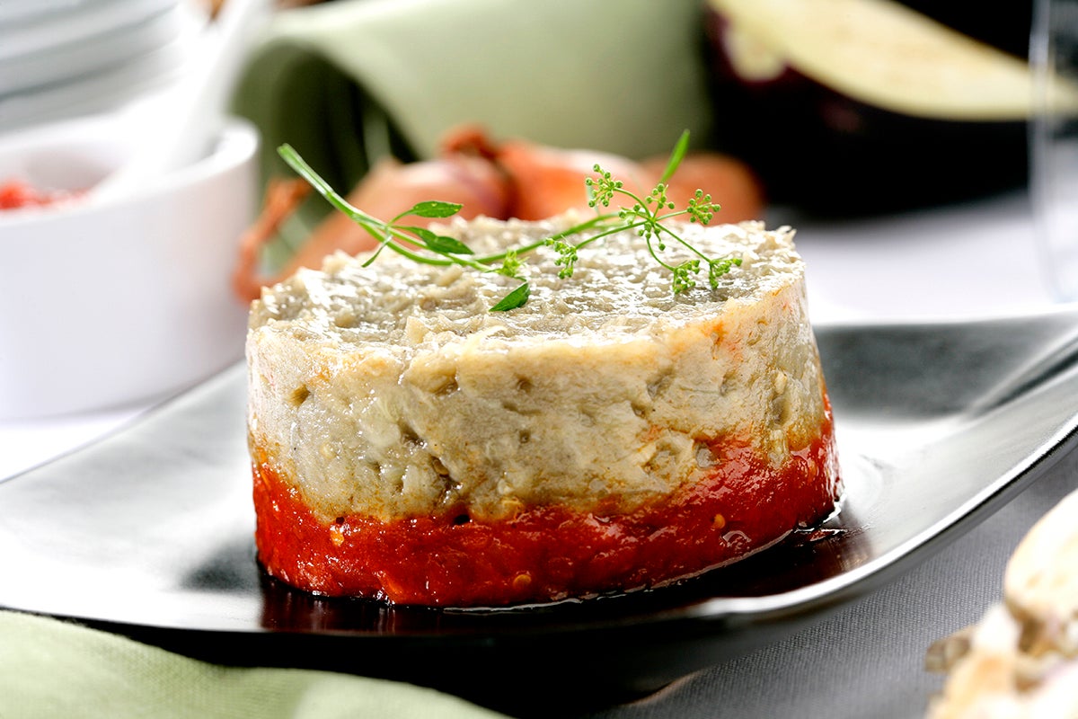 Caviar de berenjenas con chutney de tomate