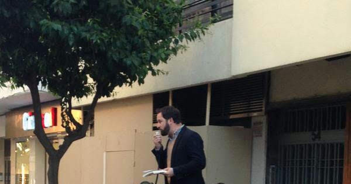 El líder de Vox , Santiago Abascal, durante la campaña de la formación 'verde' en 2015