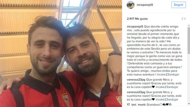 Pareja, a Coke: «Te vas siendo un emblema de este Sevilla»