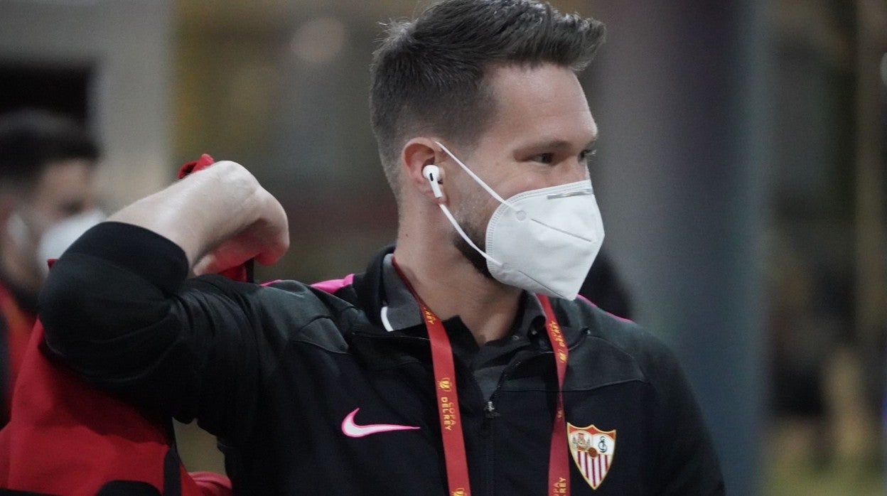 Vaclik, a su llegada al Camp Nou para el Sevilla FC- Barcelona