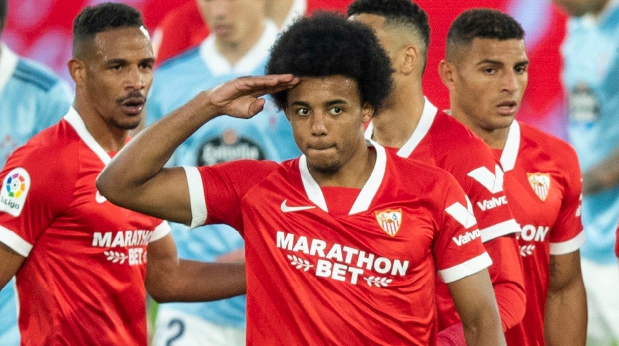 Koundé celebra el gol que marcó ante el Celta