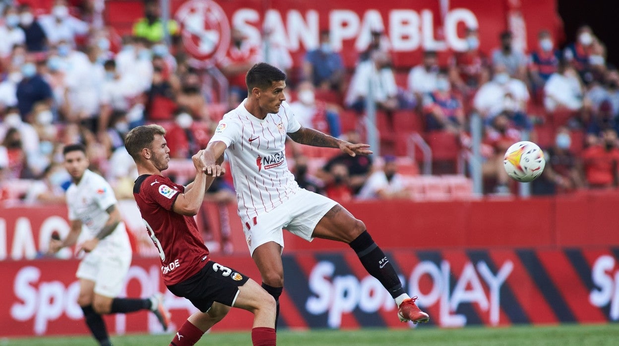 Lamela, en un lance del Sevilla-Valencia