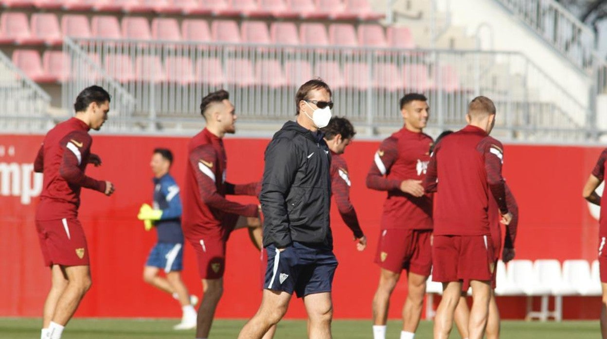 Ocampos, en el entrenamiento de ayer