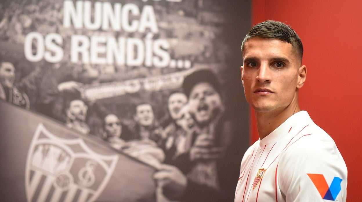 Lamela, en su presentación como jugador sevillista