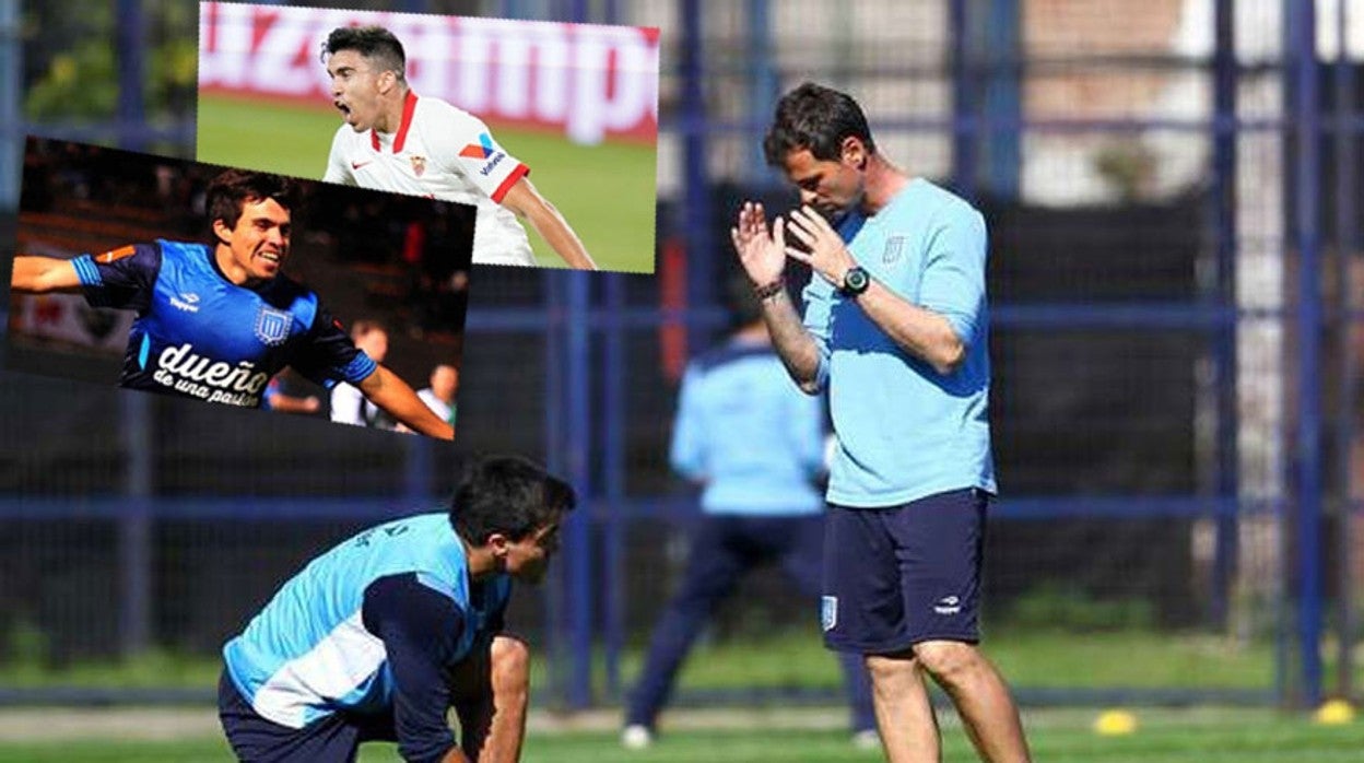 Acuña con Cocca; el lateral marcó el día que debutaban los dos en Racing