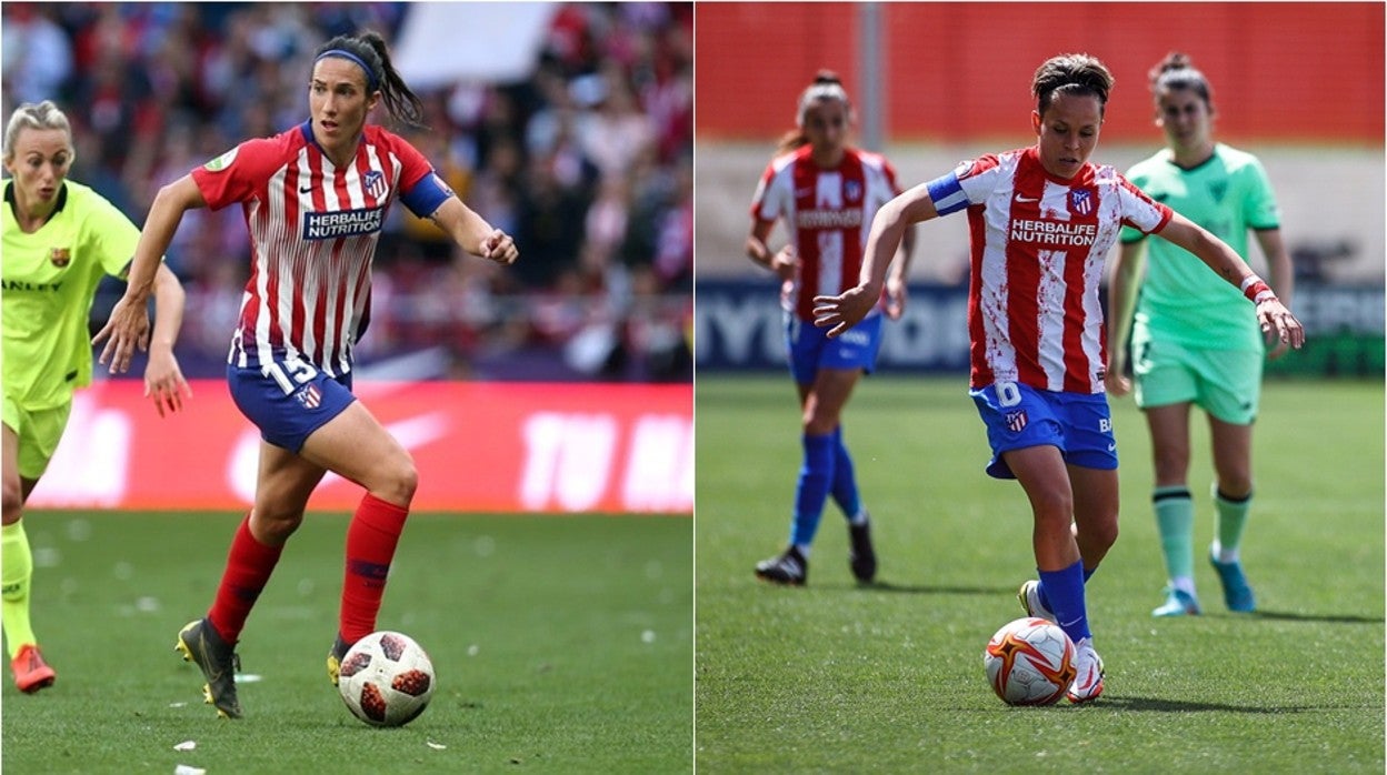 Meseguer y Sampedro en partidos con el Atlético de Madrid