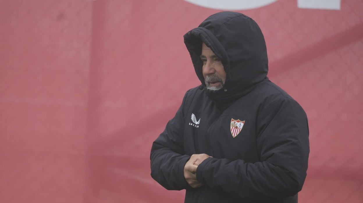 Jorge Sampaoli, en el entrenamiento previo al duelo contra el Getafe