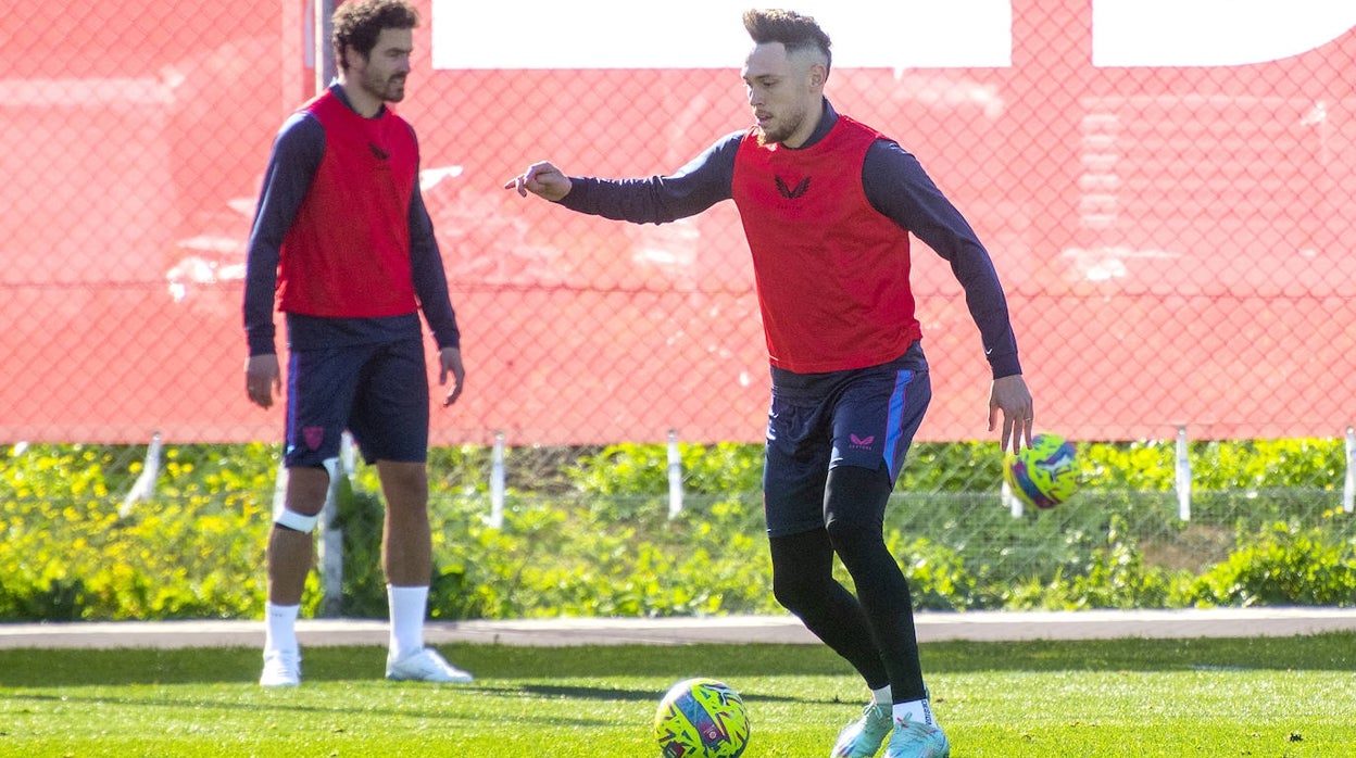 Delaney y Ocampos, en un entrenamiento de esta semana