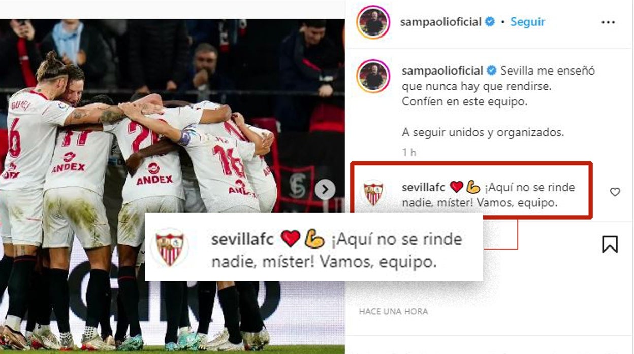 Captura del mensaje de Sampaoli en Instagram