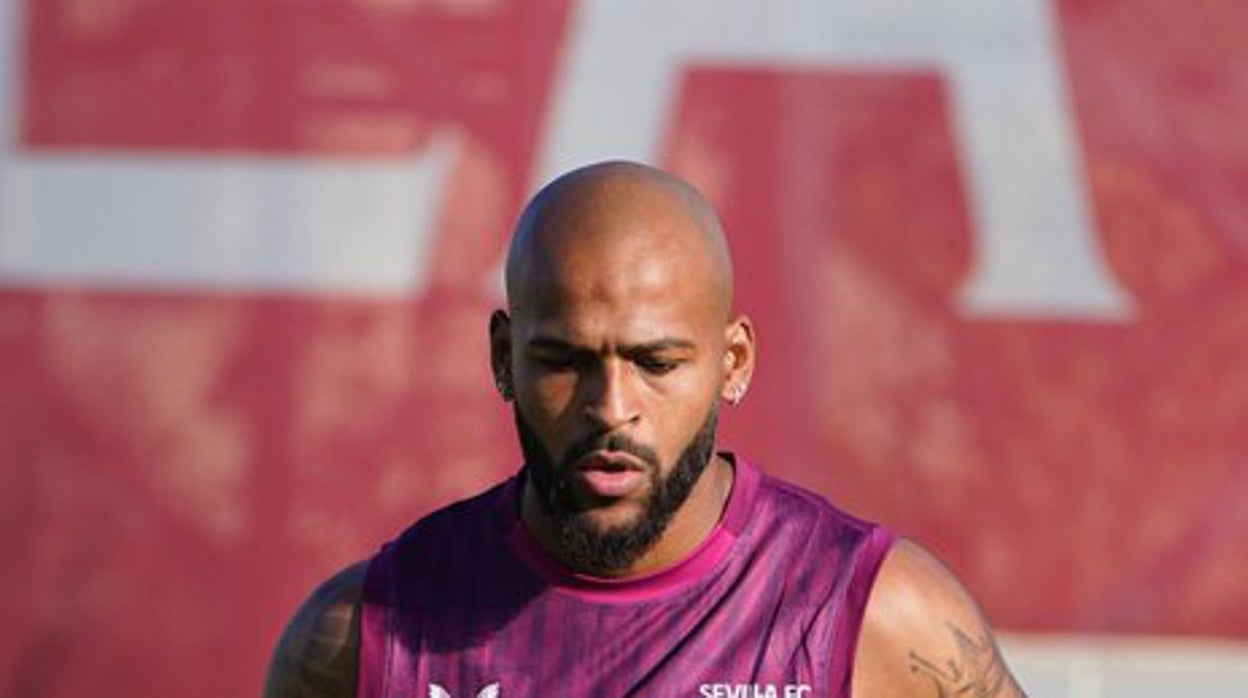 Marcao, en el entrenamiento del Sevilla de esta miércoles