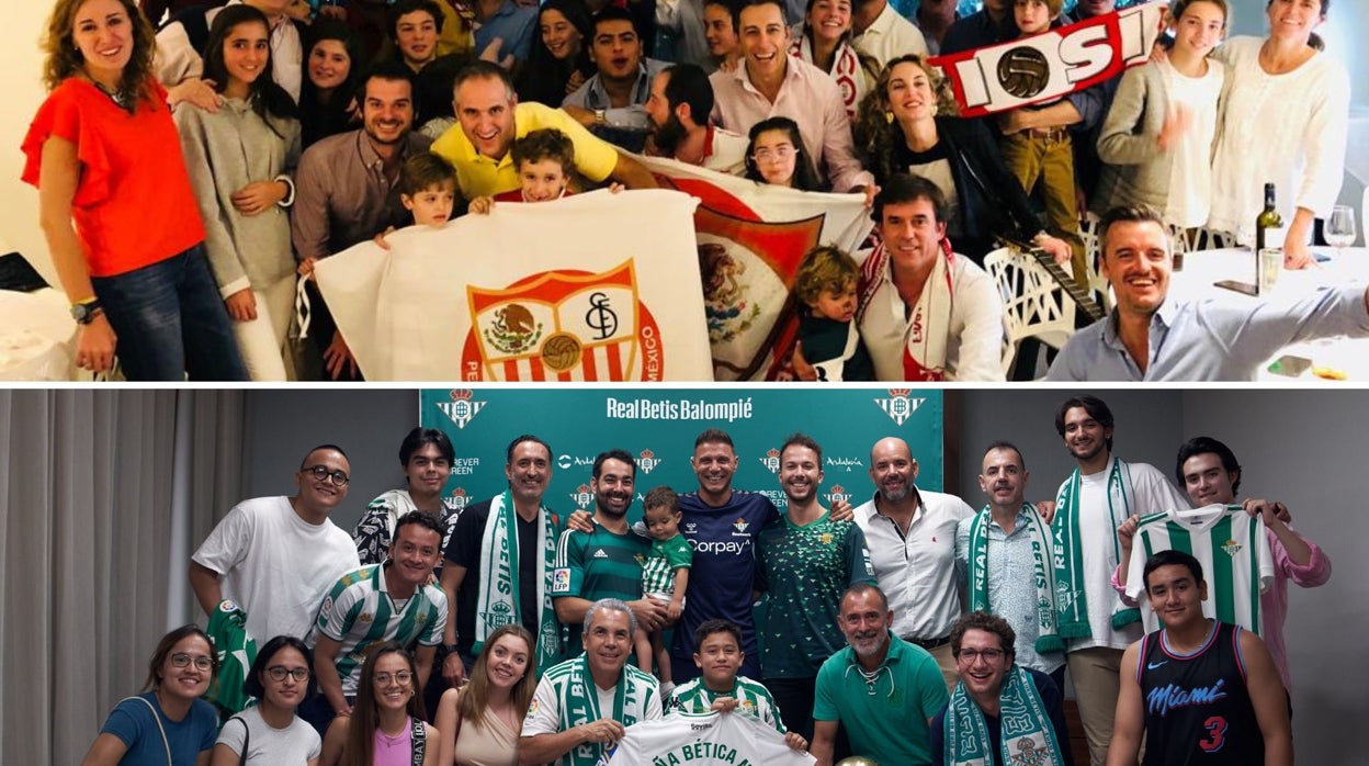 Aficionados de Sevilla y Betis miembros de las peñas que ambos equipos tienen en México