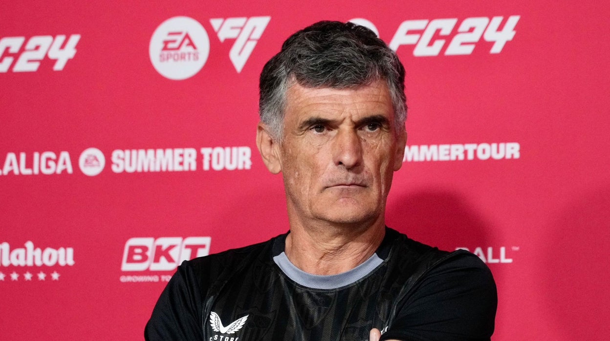 El técnico del Sevilla FC, José Luis Mendilibar, durante la rueda de prensa previa al choque frente al Atlético de Madrid