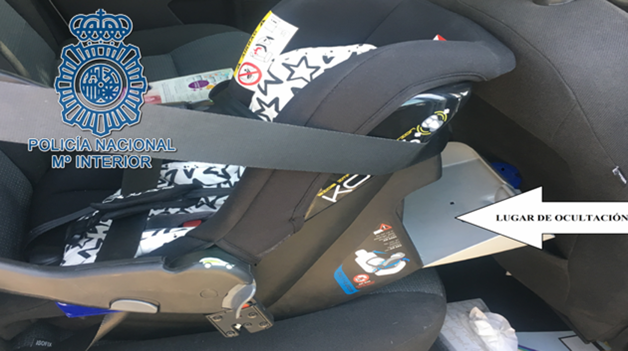 El detenido ocultaba 600 gramos de cocaína en una silla de bebé en su vehículo