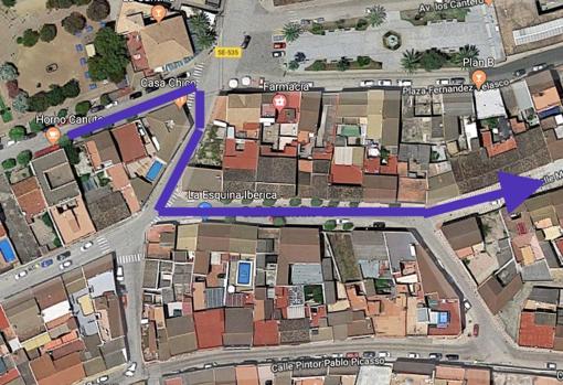 El camino que recorrieron Gonzalo y su víctima desde el bar donde desayunaron hasta su casa