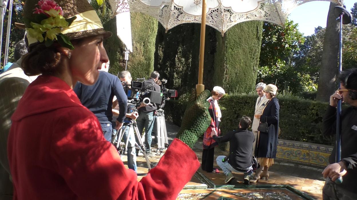 Imagen del rodaje de la serie en el Alcázar de Sevilla