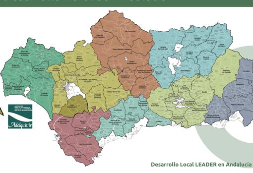 Mapa de los grupos rurales de Andalucía