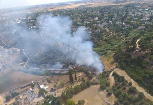 Vista aérea del incendio
