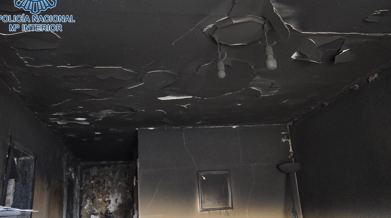 Estado en el que quedó el piso tras el incendio del día 19 de octubre