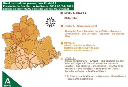 Cuarenta pueblos sevillanos tienen ya una tasa de contagios superior a la media provincial