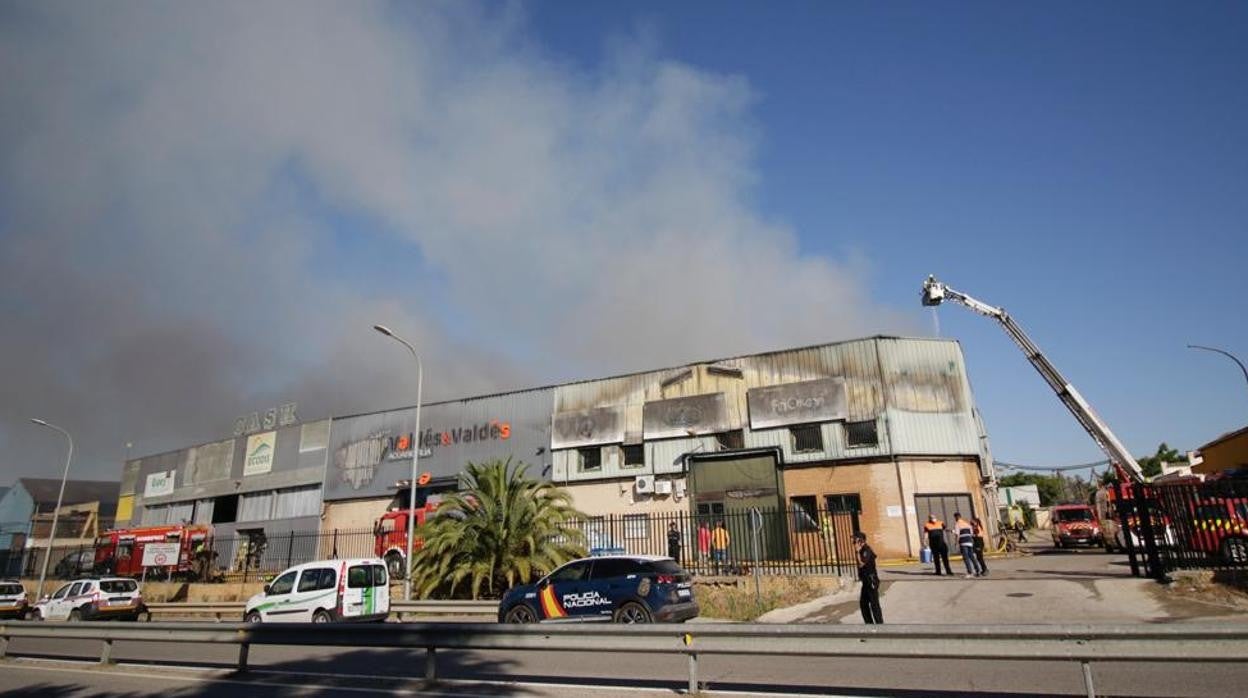 El incendio se ha originado en una nave de la calle Adalid Domingo Pérez