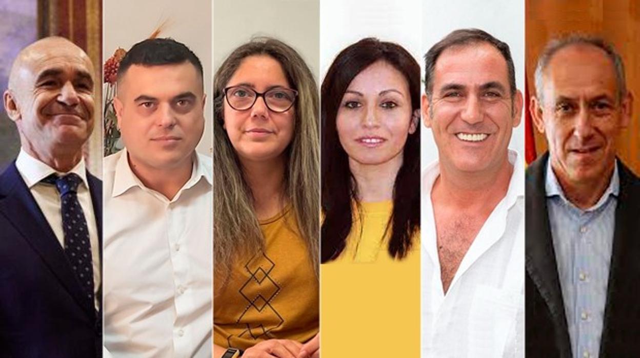 De izda. a dcha., Antonio Muñoz, Pedro Oropesa, Josefa Valverde, Buensuceso Morillo, Juan Salado y J. Mª Soriano