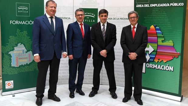 Adolfo Borrero, Mario Martínez, Enrique Martínez y el periodista Manuel Bellido