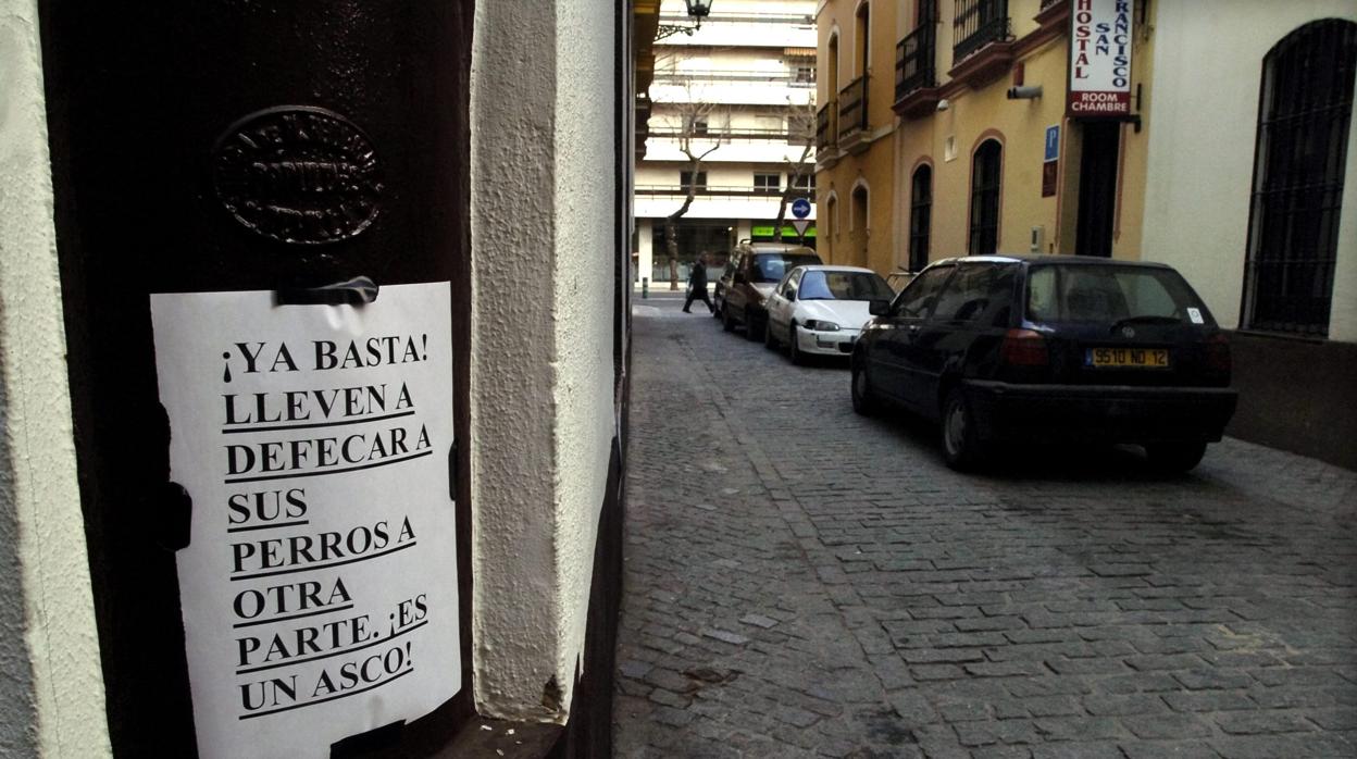 Muchos vecinos han puesto carteles en sus calles para denunciar los excrementos de los perros