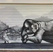 Elefante pintado por Kato en Diego Martínez Barrio