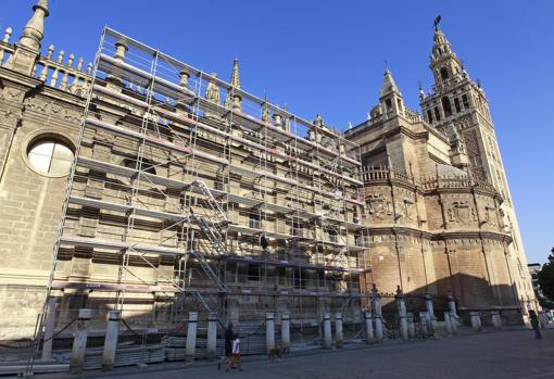 Restauración de la fachada renacentista, en una imagen de 2016