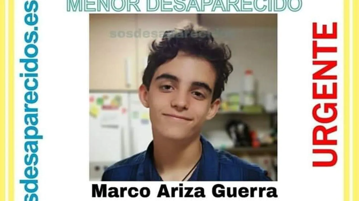 La alerta de SOS Desaparecidos con la fotografía de Marco que está circulando por redes sociales