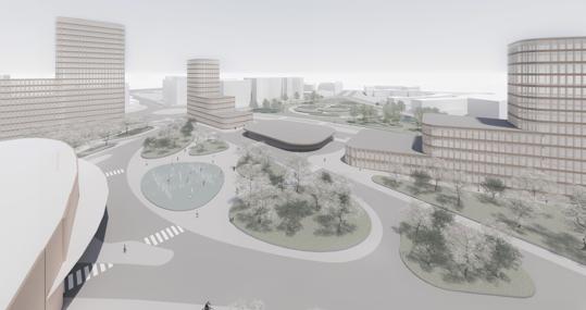 Vista del entorno de Santa Justa y del intercambiador (en el centro) según proponen los arquitectos