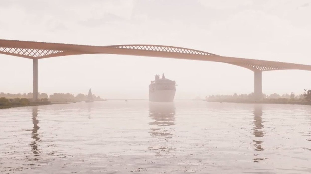 Recreación del puente que cruzará el Guadalquivir para cerrar la SE-40
