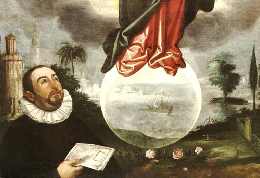 Parcial de la «Inmaculada con Miguel del Cid» de Francisco Pacheco (Catedral de Sevilla)