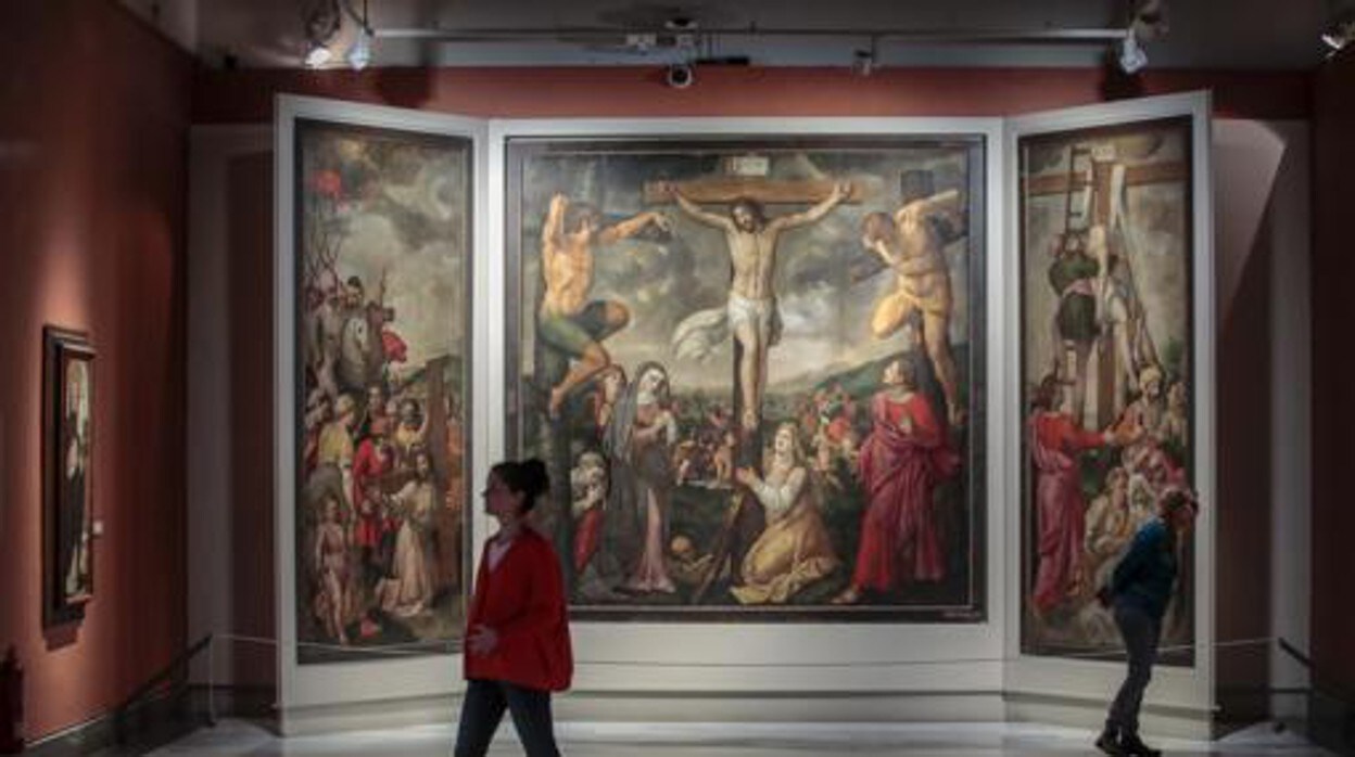 El 'Tríptico del calvario' de Frans Francken, en la sala II del Museo de Bellas Artes