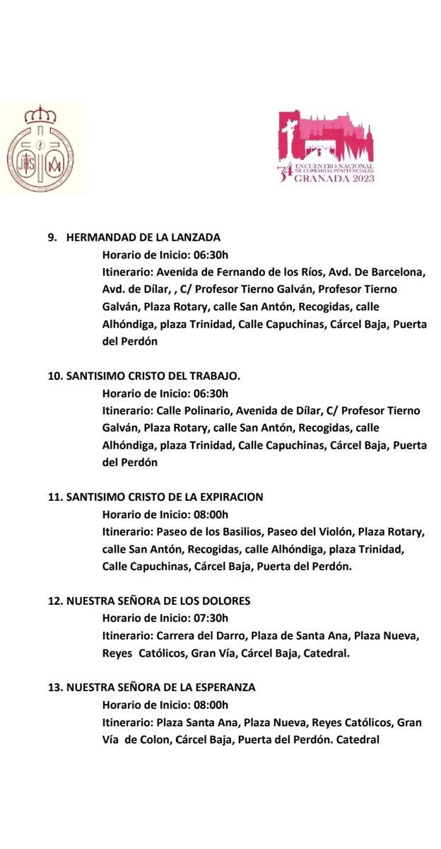 Los pasos de la procesión magna de Granada se trasladarán a la Catedral el día 11 por la tarde y la mañana del 12
