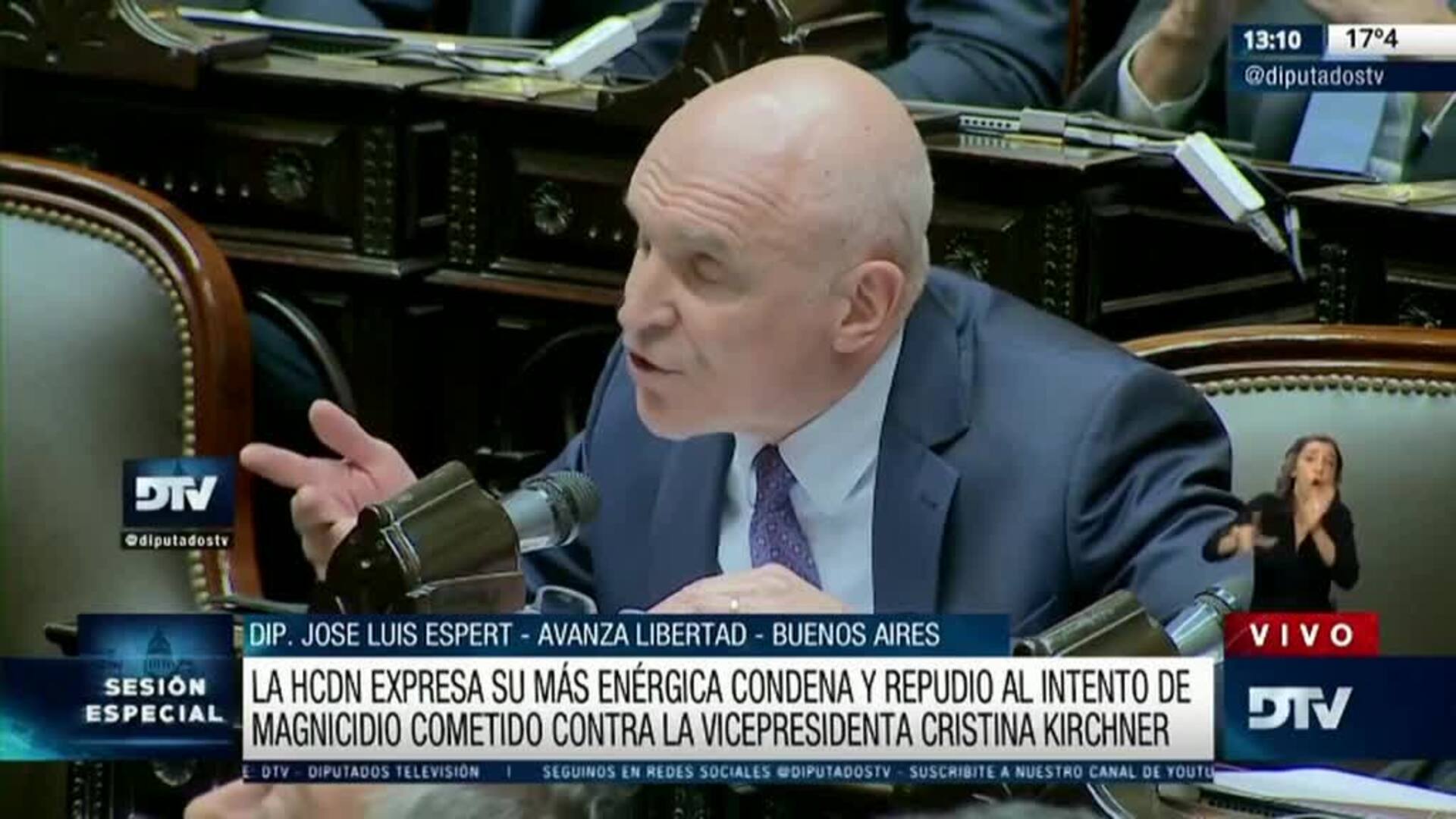 El parlamento argentino aprueba por unanimidad un texto de condena al intento de magnicidio de Cristina Fernández