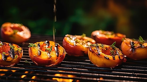 Melocotones a la parrilla.