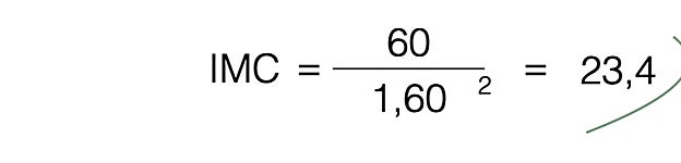 Cálculo del IMC del ejemplo.